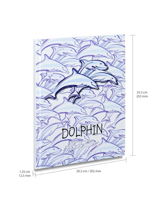 FIS® Hard Cover Notebook, Size 10"X8" Inches(254x203.2mm), 96 Sheets, 192 Pages, Single Line Ruling, White Paper, Packet of 5 Pieces, Dolphin Cover Design 2-FSNBHC1896-DOL2 - Image 2